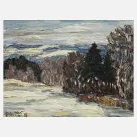 Fredo Bley, Winter im Vogtland, Öl auf Sperrholztafel