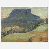 Walter Gasch, Der Lilienstein (Sächsische Schweiz), 1923, Öl auf Malkarton