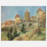 Wilhelm Schacht, Ansicht Rothenburg ob der Tauber, Aquarell