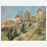 Wilhelm Schacht, Ansicht Rothenburg ob der Tauber, Aquarell