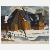 Günter Schmitz, "In Falkenhain/Erzgebirge", Aquarell auf stärkerem Japanpapier