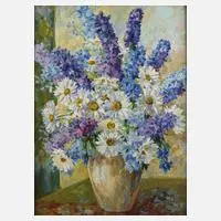 Günter Schweitzer, Üppiges Blumenstillleben, Öl auf Leinwand