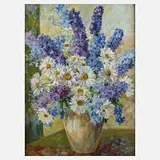 Günter Schweitzer, Üppiges Blumenstillleben, Öl auf Leinwand