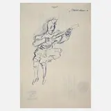 Werner Tübke, Skizze zum "Musikclown", 1980, Zeichnung