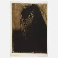 Michael Morgner, "Angst", Farbradierung