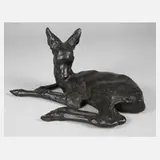 Fritz Heidenreich, liegendes Rehkitz, Bronze