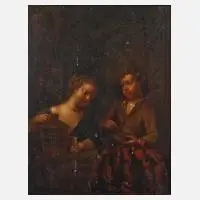 M. Werff, Die jungen Vogelfänger, 1710, Öl auf alt gesiegelter Holzplatte