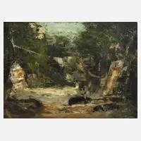 Gustave Courbet, “Wildbach”, Öl auf Malkarton