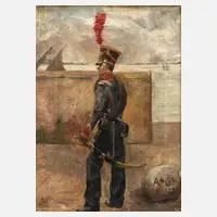 Léon Carré, Soldat im Hafen, Öl auf Leinwand
