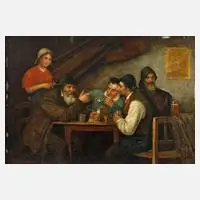 Fischer in der Kneipe by Gundersen, Öl auf Holz, sold Jun 2024