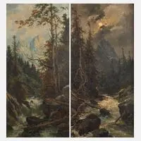 Artur Withold Just, Paar Landschaftsgemälde, Öl auf Leinwand