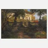 Carl Jutz d. J., Prächtige Villa im Park, Öl auf Leinwand