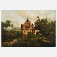 A. Kaphengst, "Jagdschloss in Frankreich", Öl auf Leinwand