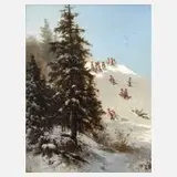Karl Prestele, "Winter-Vergnügungen", Öl auf Leinwand