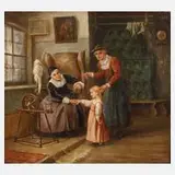 Hermann Vogler, Besuch bei der Großmutter, Öl auf Leinwand