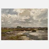 Eugen Dücker, "Heidemoor", Ölstudie auf Malkarton unter partieller Freilassung des Malgrundes