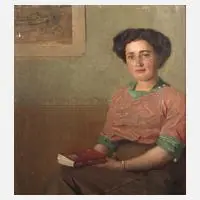 August Frech, Dame mit Buch, 1912, Öl auf Leinwand
