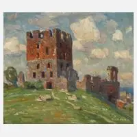 Ferdinand August Glienke, Festung Hammershus auf Bornholm, Öl auf Holz