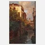 Lucia Mortillaro, Kanalansicht in Venedig, Öl auf Malkarton