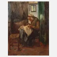 Adelbert Niemeyer, Frau in der Stube, Öl auf Leinen auf Karton kaschiert