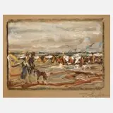 Julius Seyler, Ebbe an der Nordsee, Ölfarben auf gräulichem Papier