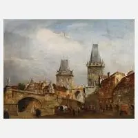 G. Bellini, Ansicht der Karlsbrücke in Prag, Öl auf Hartfaserplatte