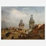 G. Bellini, Ansicht der Karlsbrücke in Prag, Öl auf Hartfaserplatte