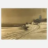 Ferdinand Böhmer-Fest, Winter bei Kaiserswerth, Öl auf Leinwand