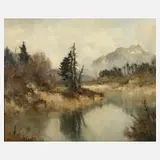 Ernst Bröcker, See im Gebirge, Öl auf Leinwand