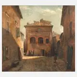 Karl Heinrich Dallinger, Rocca Priora bei Rom, 1944, Öl auf Pressspanplatte