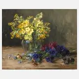 Johanna von Destouches, Blumenstillleben, Öl auf Platte