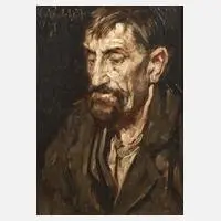 Eduard von Gebhardt, Bärtiger Mann im Profil, 1914, Öl auf Karton