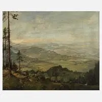 Anton Hoffmann, Gleichberge in Thüringen, Öl auf Pappe