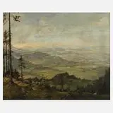 Anton Hoffmann, Gleichberge in Thüringen, Öl auf Pappe