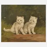 Gabriella Rainer-Istvánffy, Zwei Kätzchen, Öl auf Leinwand