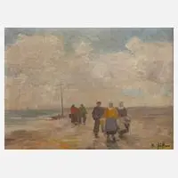 Bruno Jüttner, Fischer an der Küste, Öl auf Leinwand