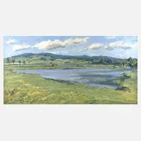 Pavel Kopáček, Sommerliche Seelandschaft, Öl auf Leinwand