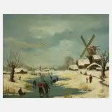 Eisvergnügen by Karl-Heinz Krehbiel, Öl auf Holz, sold Jun 2024