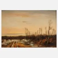 Fritz Lattke, Niederlausitzer Moorlandschaft, 1968, Ölstudie in postimpressionistischem Duktus