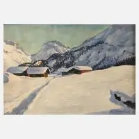 Jean Lehmann, Winter in den Alpen, Aquarell auf leichtem Karton