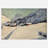 Jean Lehmann, Winter in den Alpen, Aquarell auf leichtem Karton