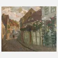 Helene Mass, Kleinstadtidyll, Öl auf Leinwand