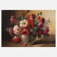 E. Petermann, Mohnblumenstillleben, Öl auf Leinwand