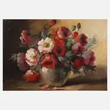 E. Petermann, Mohnblumenstillleben, Öl auf Leinwand