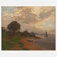 Ernst Petrich, Küstenszene, 1912, Öl auf Leinwand