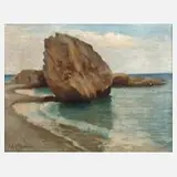 Adolph Thywissen, Felsenküste auf Capri, Öl auf Leinwand