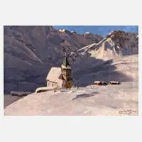 Cornelius Wagner, Das Bergkirchli in Arosa, Öl auf Leinwand und Keilrahmen