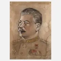 K. Walther, Bildnis Stalin, Öl auf Tuch und auf Spannrahmen