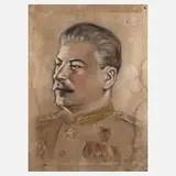 K. Walther, Bildnis Stalin, Öl auf Tuch und auf Spannrahmen