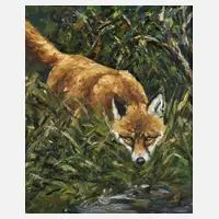 Norman Will-Kerry, Schnürender Fuchs, Öl auf Leinwand